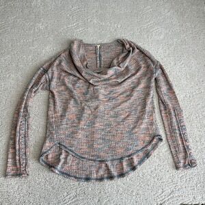 Women's Free People Small Misty Waffle Cole Neck Thermal Long‎ Sleeve Pullover